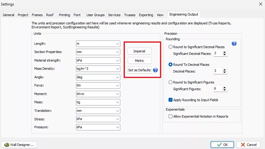 Scotsteel application setting