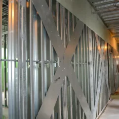 BRACED KFS WALL WITH BRIDGING Steel framing Steel framing design Cold-formed steel framing Cold-formed steel Cold-formed steel framing design load bearing wall lateral force resisting system X-bracing wall braced wall