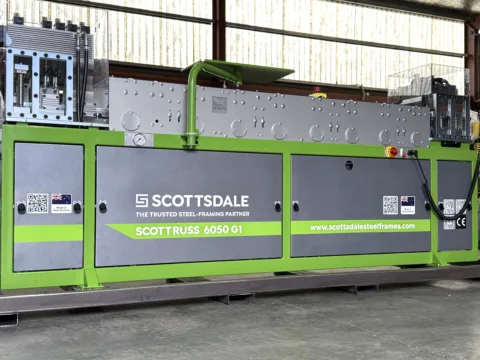 Scottruss Steel framing Roll forming Roll forming machines Steel framing business Mobile steel framing factory Cold-formed steel Cold-formed steel Roll forming Roll forming machine Swaging of cold-formed steel members Swaging Swaging of steel framing members End-swage Interior-swage Roll forming machines Energy consumption Steel framing business Roll forming process Roll forming