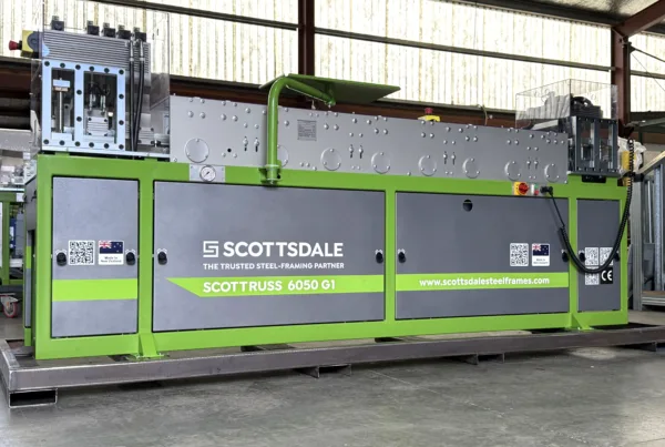 Scottruss Steel framing Roll forming Roll forming machines Steel framing business Mobile steel framing factory Cold-formed steel Cold-formed steel Roll forming Roll forming machine Swaging of cold-formed steel members Swaging Swaging of steel framing members End-swage Interior-swage Roll forming machines Energy consumption Steel framing business Roll forming process Roll forming