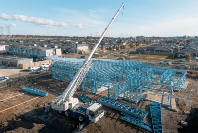 Mickleham Crane-5 - Scottsdale Construction Systems Roll forming Steel framing machines Steel framing Cold-formed steel CFS walls CFS trusses Modular construction