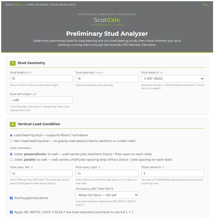 ScotCalc Stud Analyzer1 - Scottsdale Construction Systems ScotCalc Stud Analyzer Stud analyzer Engineering Stud Roll forming Framing Value engineering